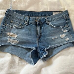 Rag & Bone Blue Jean Shorts Distressed Cut-Off